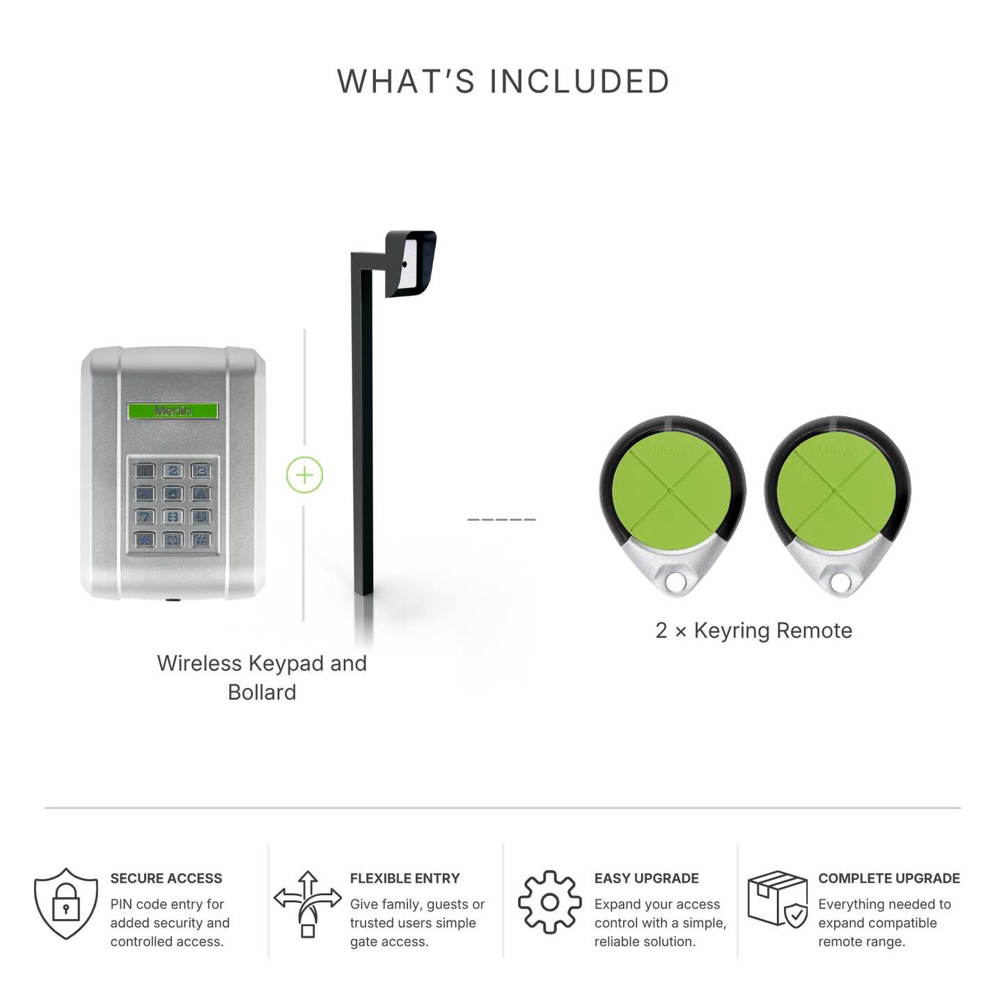 Merlin Access Bundle | Wireless keypad, bollard and 2 remotes