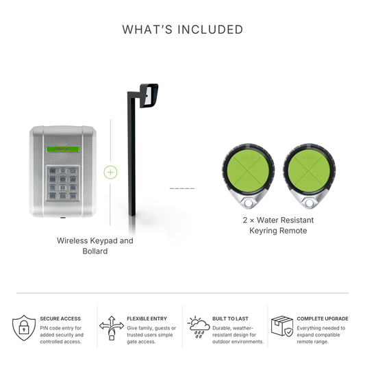 Merlin Access Bundle | Wireless keypad, bollard and 2 water resistant remotes