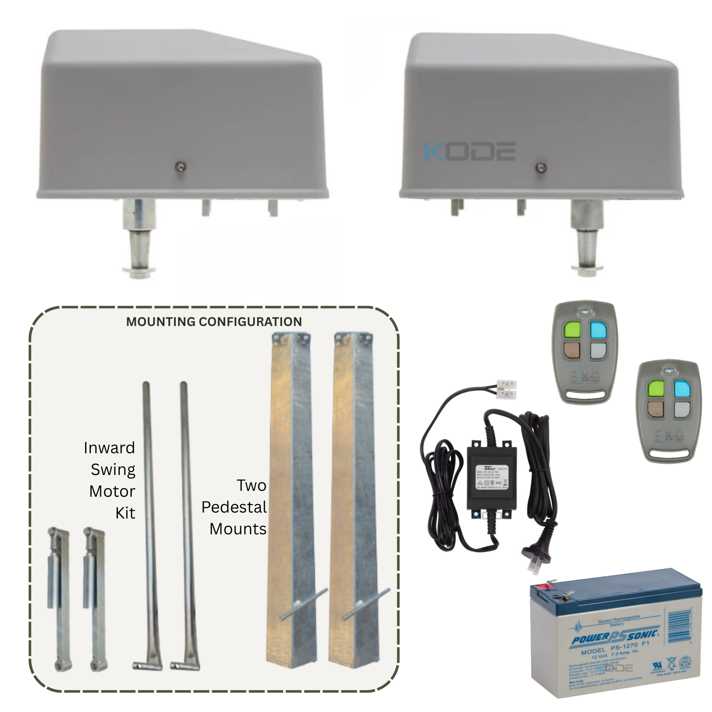 DACE Duraswing MkII Double Swing Gate Opener Kit | Variant Inward Swing and Pedestal Mount