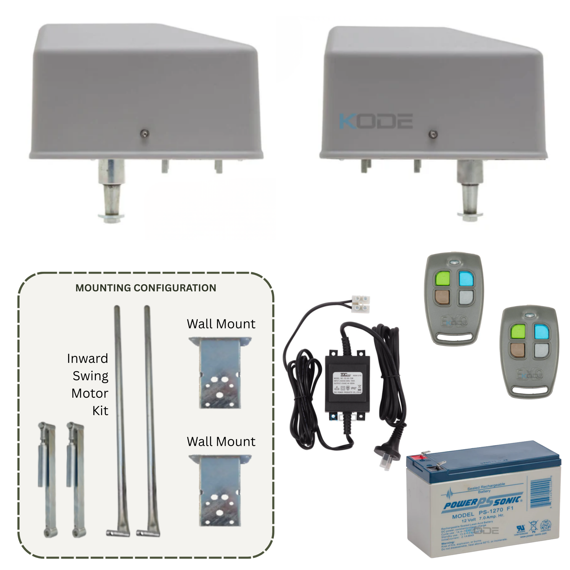 DACE Duraswing MkII Double Swing Gate Opener Kit | Variant Inward Swing and Wall Mount