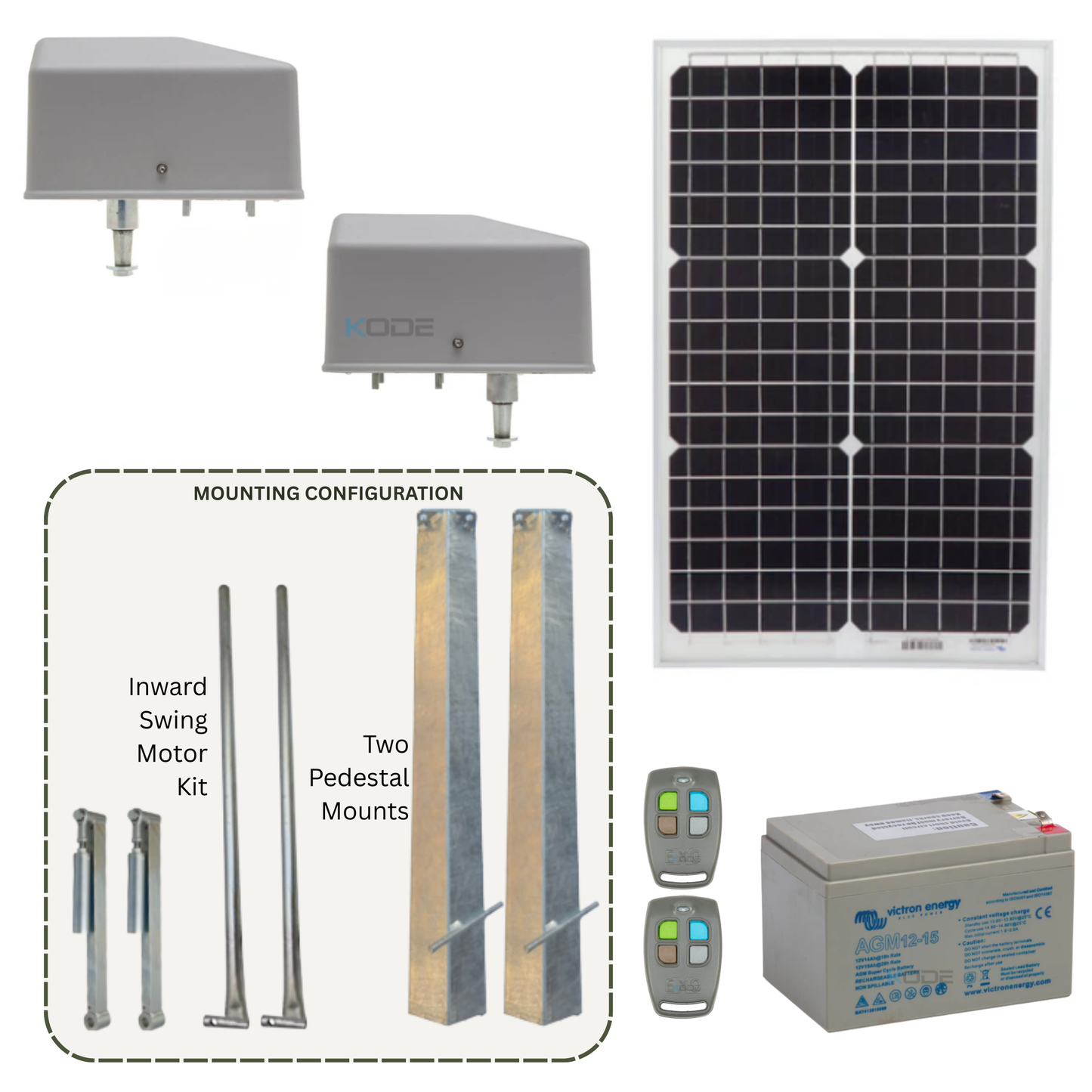 DACE Duraswing MkII Double Swing Gate Opener Kit | Variant Solar Powered, Inward Swing and Pedestal Mount