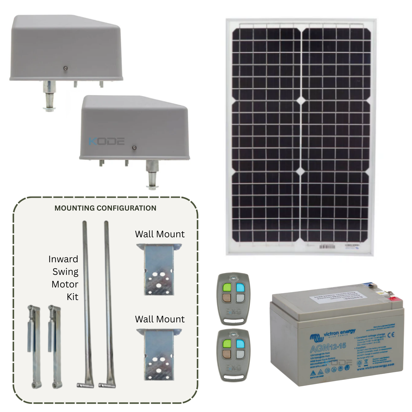 DACE Duraswing MkII Double Swing Gate Opener Kit | Variant Solar Powered, Inward Swing and Wall Mount
