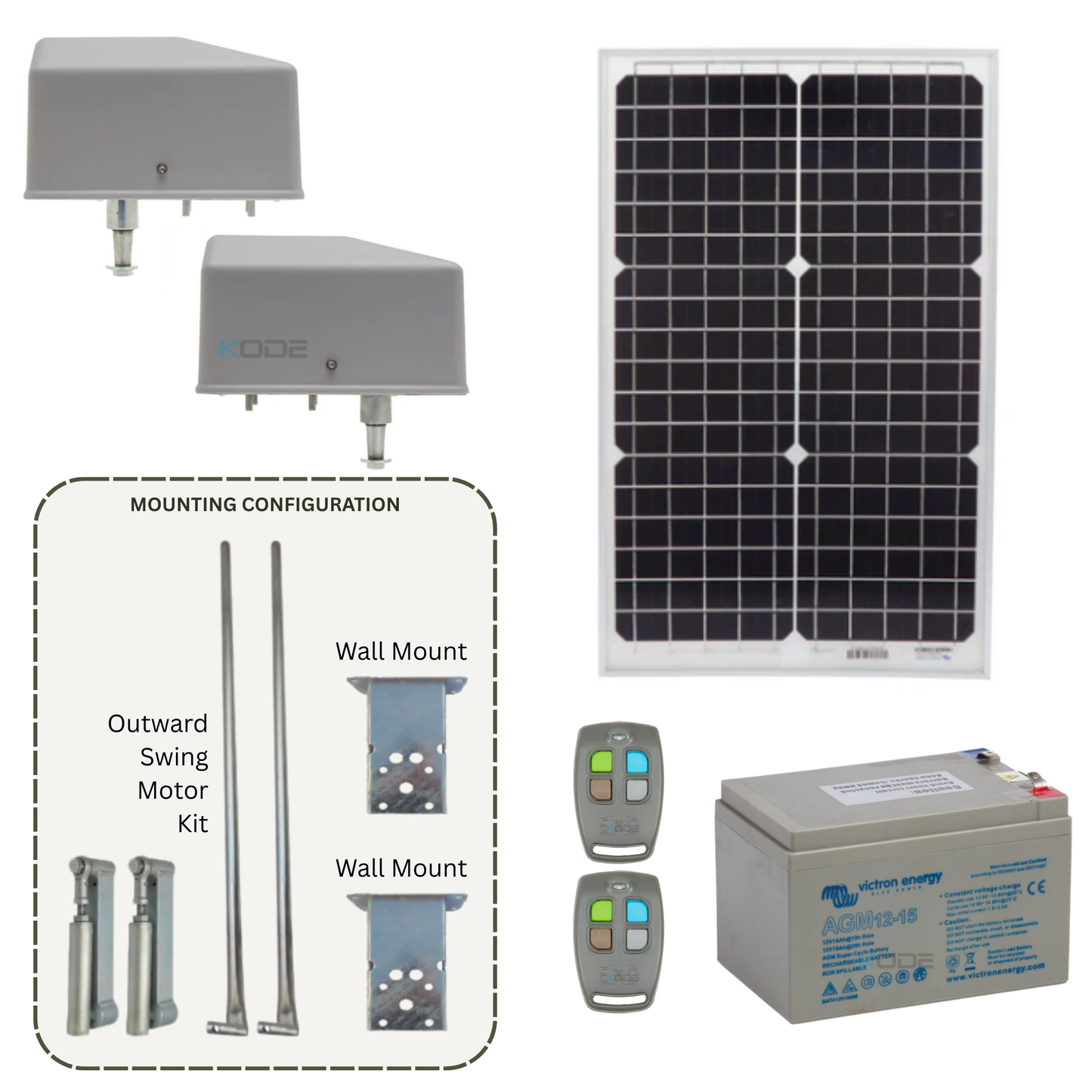 DACE Duraswing MkII Double Swing Gate Opener Kit | Variant Solar Powered, Outward Swing and Wall Mount