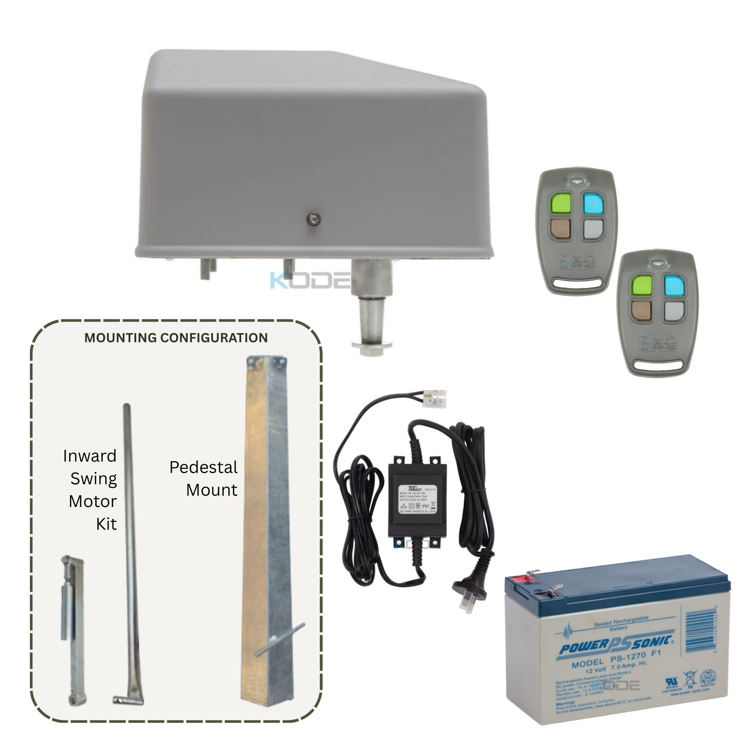 DACE Duraswing MkII Single Swing Gate Opener Kit | Variant Inward Swing and Pedestal Mount