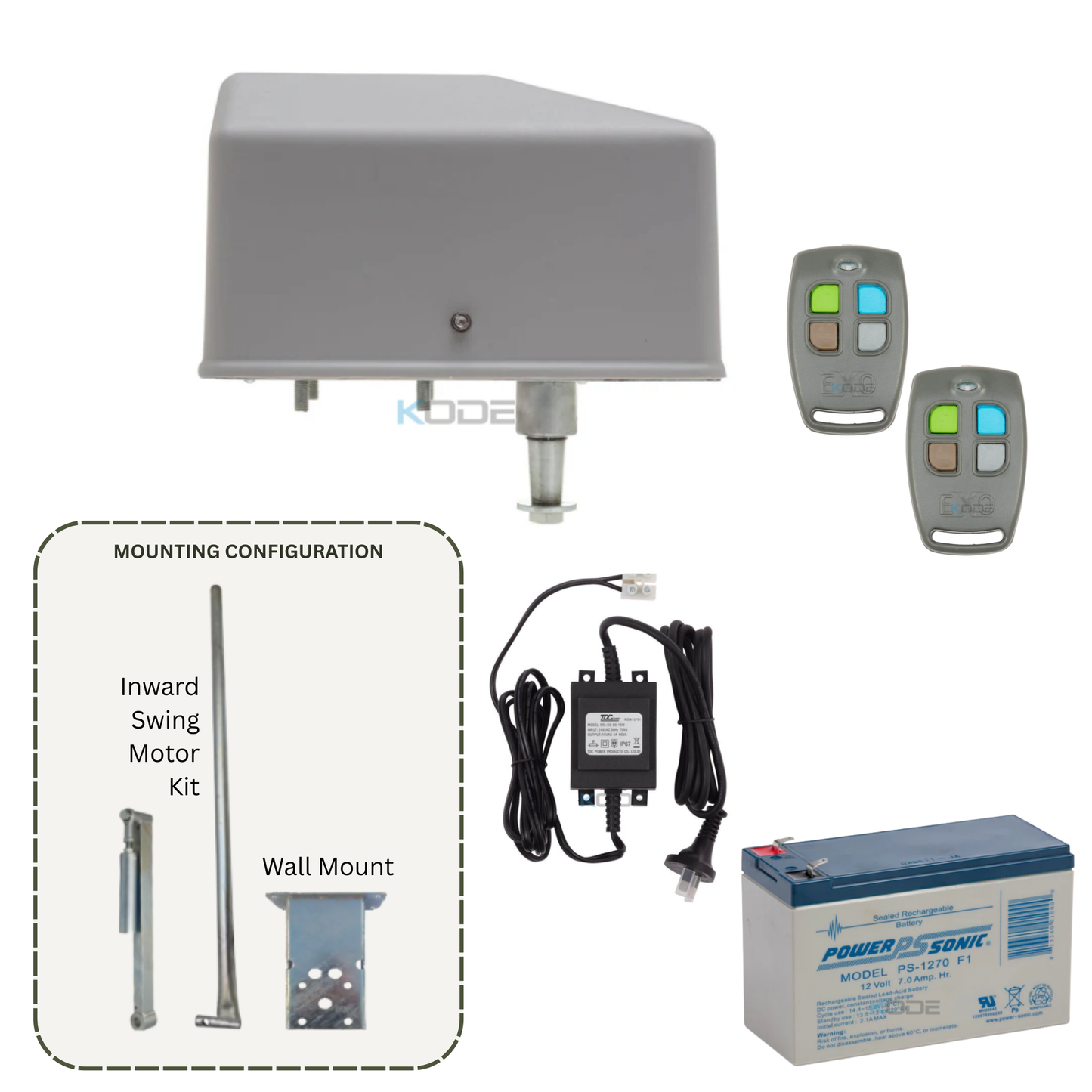 DACE Duraswing MkII Single Swing Gate Opener Kit | Variant Inward Swing and Wall Mount