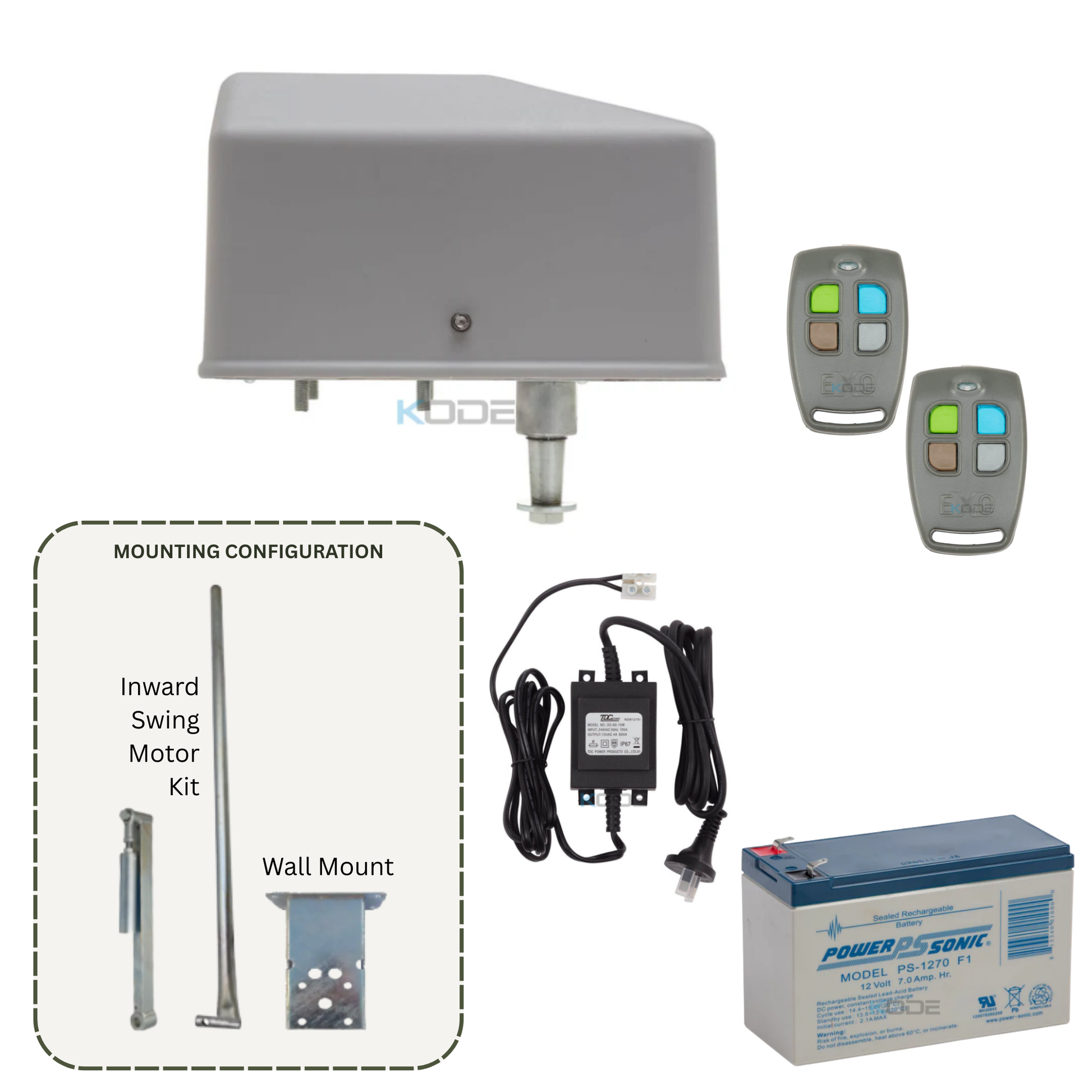 DACE Duraswing MkII Single Swing Gate Opener Kit | Variant Inward Swing and Wall Mount