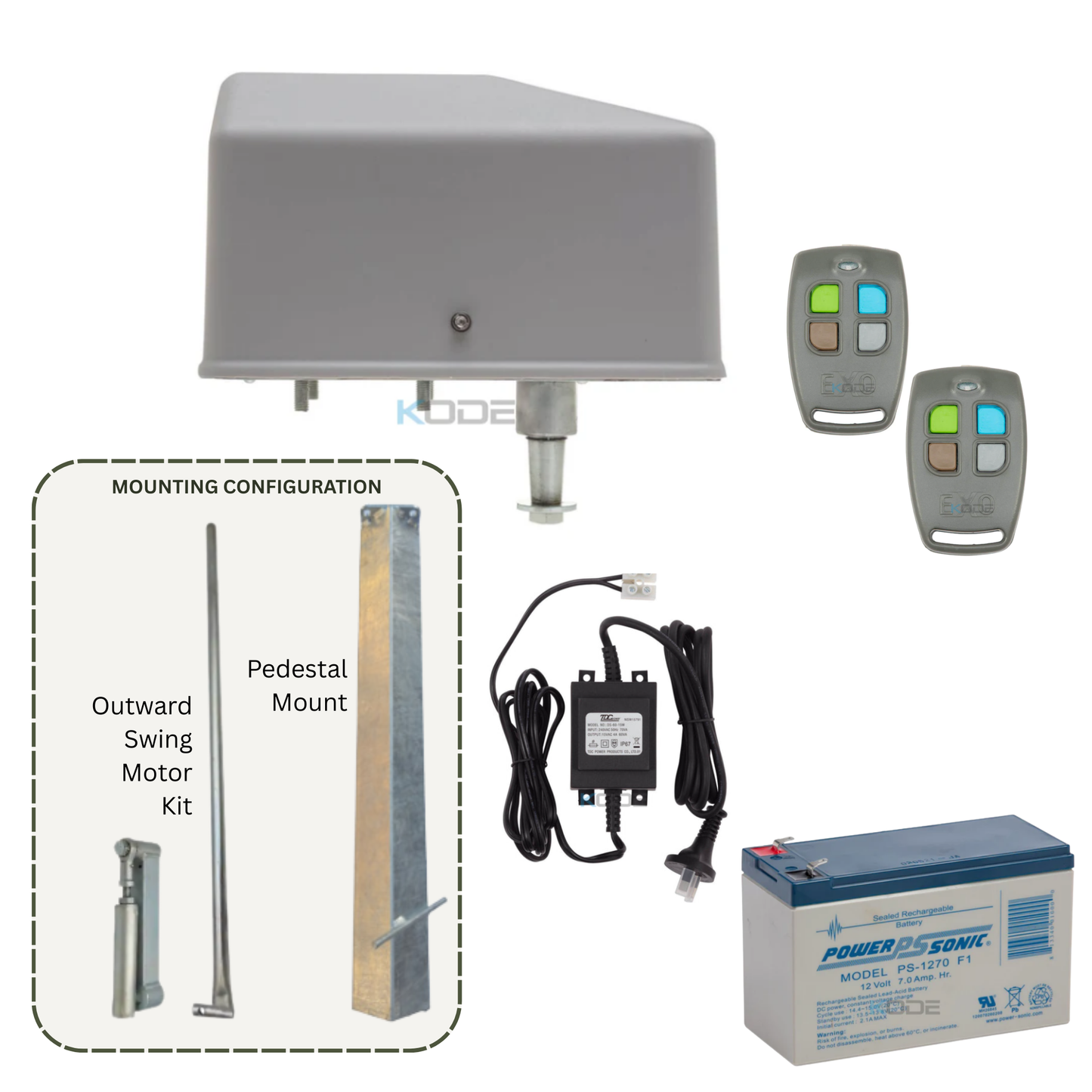 DACE Duraswing MkII Single Swing Gate Opener Kit | Variant Outward Swing and Pedestal Mount