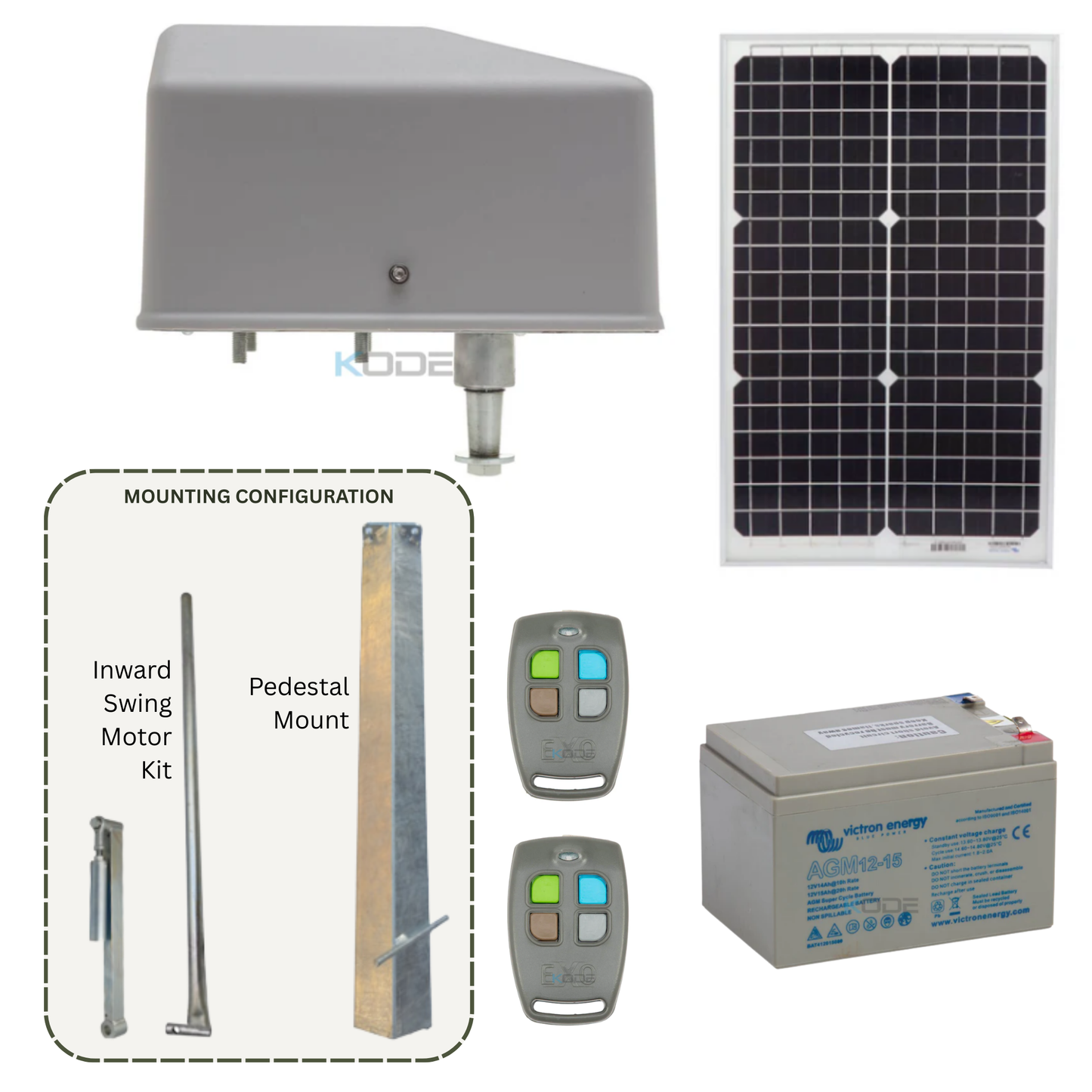DACE Duraswing MkII Single Swing Gate Opener Kit | Variant Solar Powered, Inward Swing and Pedestal Mount