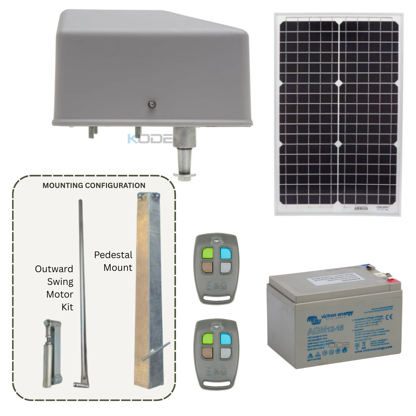 DACE Duraswing MkII Single Swing Gate Opener Kit | Variant Solar Powered, Outward Swing and Pedestal Mount