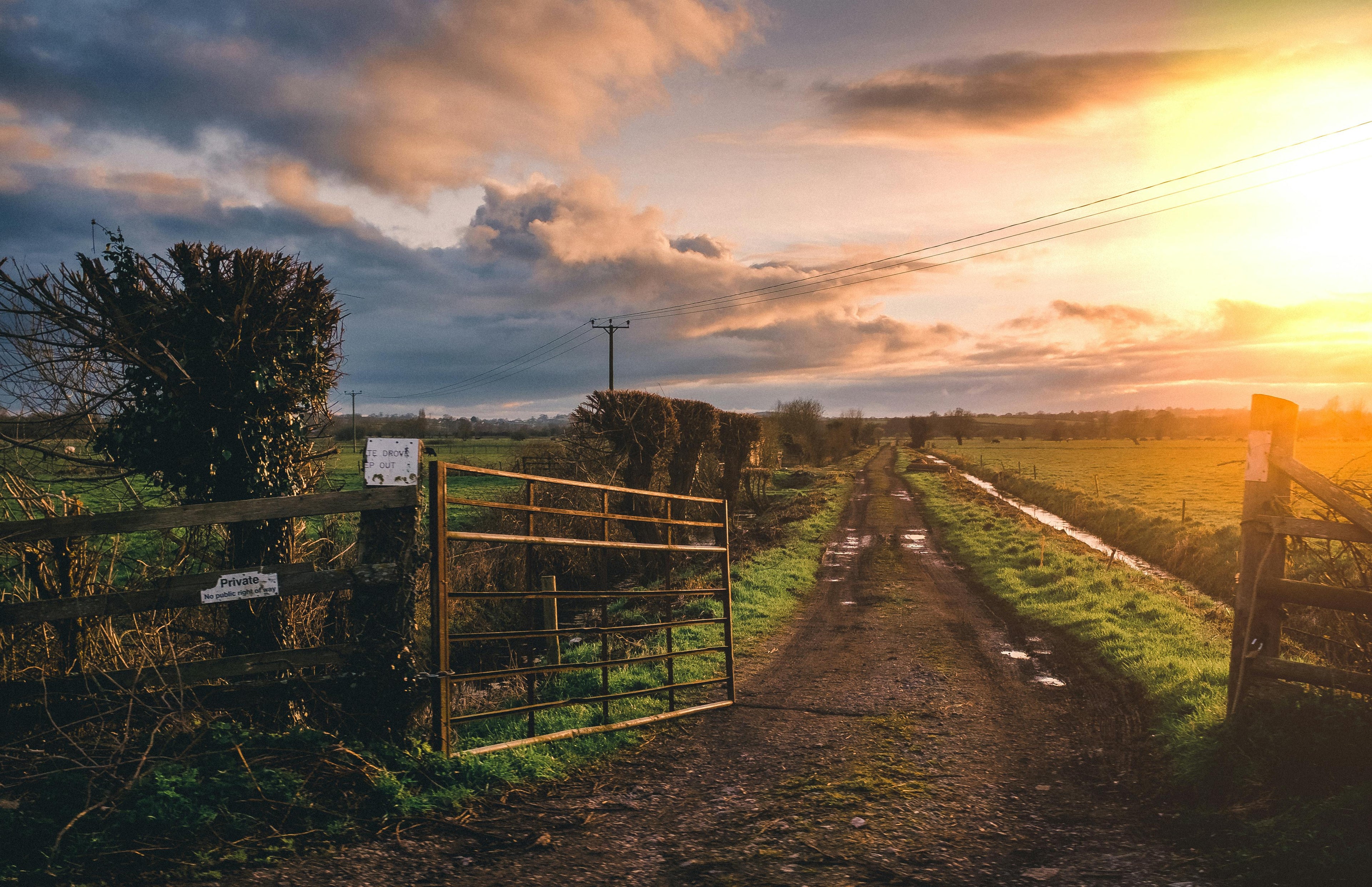 Rural property and driveway gate